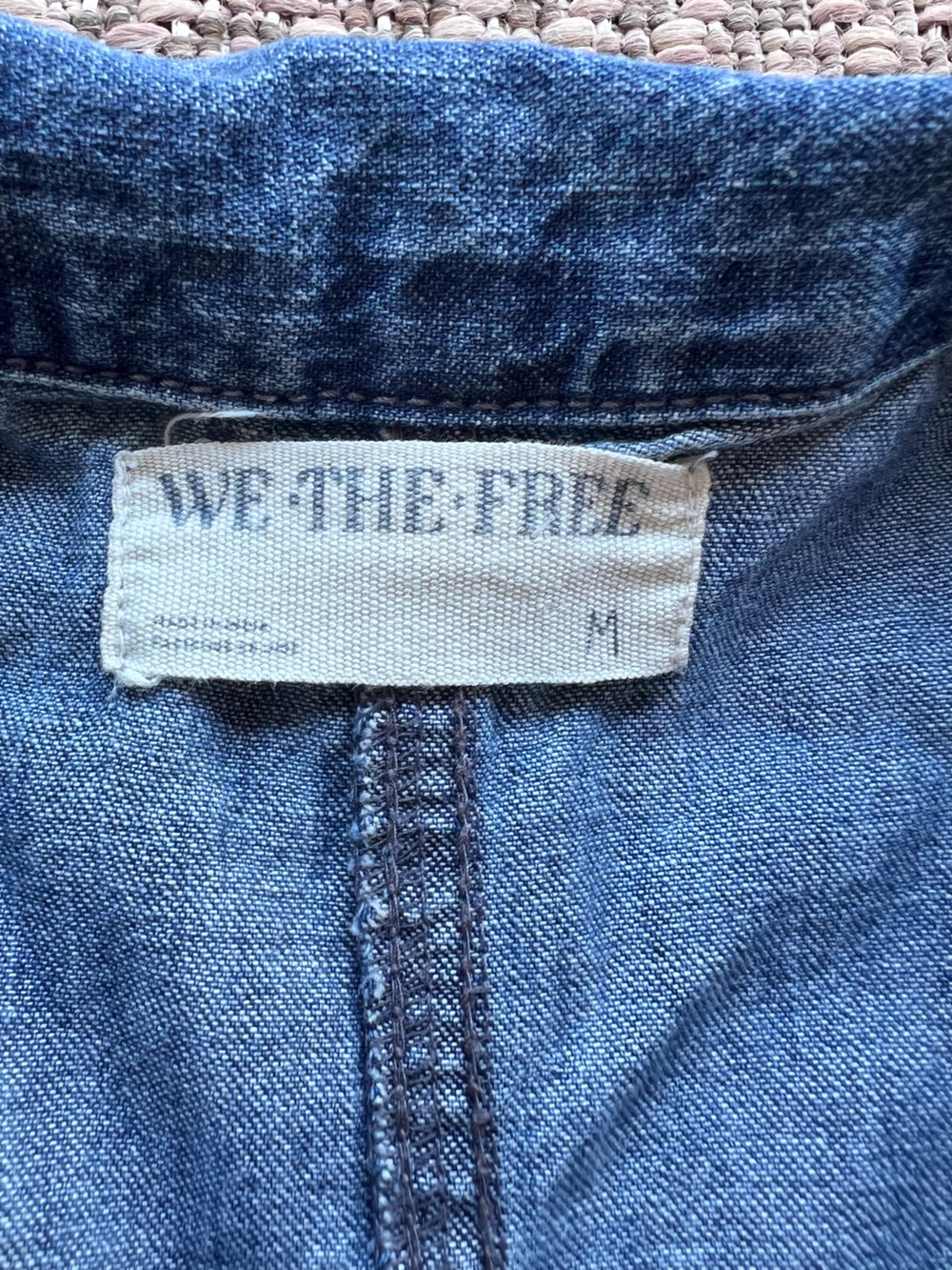 We The Free Margarita Denim Jumpsuit Medium Free People Utility Barrel Leg - Picture 8 of 13